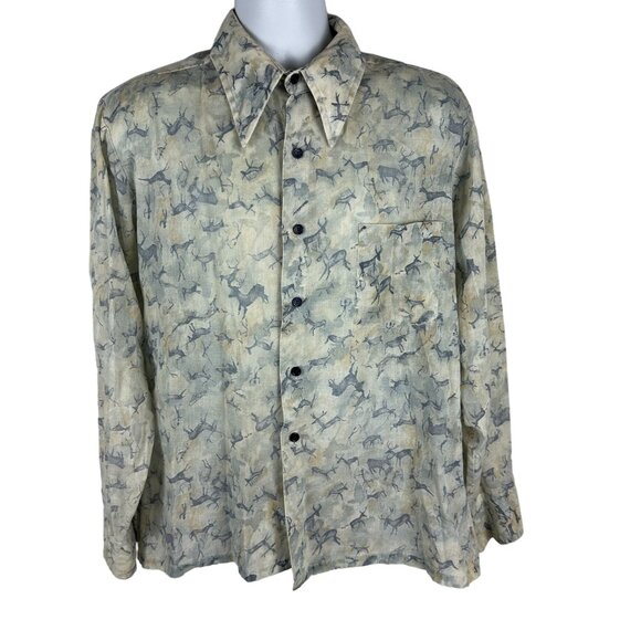 Blue Buckle Other - Vintage Blue Buckle Button-Up Mens Shirt With Deer Print Design Size L